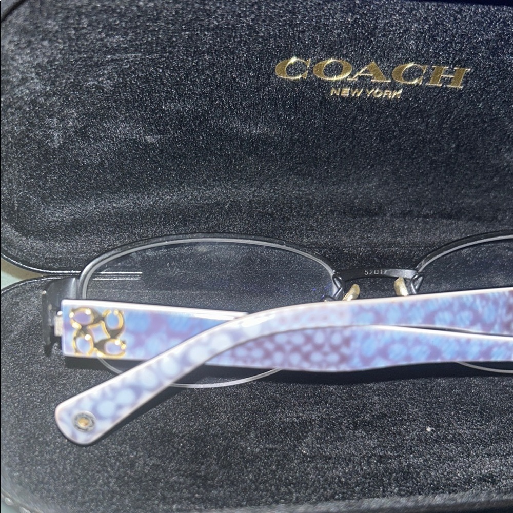 Coach Blue Patterned Eyeglasses Frames with Coach Case and Cleansing cloth - Picture 3 of 7